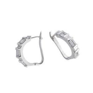 Sparkling Solid Sterling Silver CZ Ladies Levelback Earrings