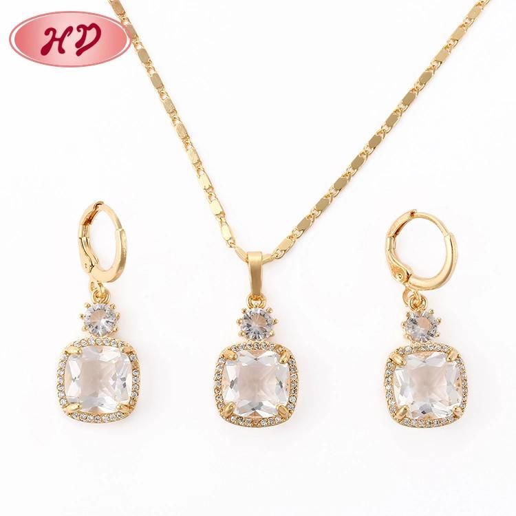 Fashion Women Costume 18K Gold Plated Imitation Ring Bracelet Charm Jewelry with Earring, Pendant, Necklace Sets