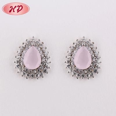 Hight Fashion Luxury Crystal 18K Gold Plated Free Shipping CZ Brass Jewelry Designs Cubic Zircon Stud Earring for Women