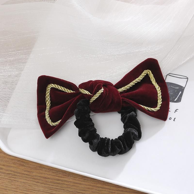 Fashion Jewelry Gold Velvet Large Bow Hair Rope
