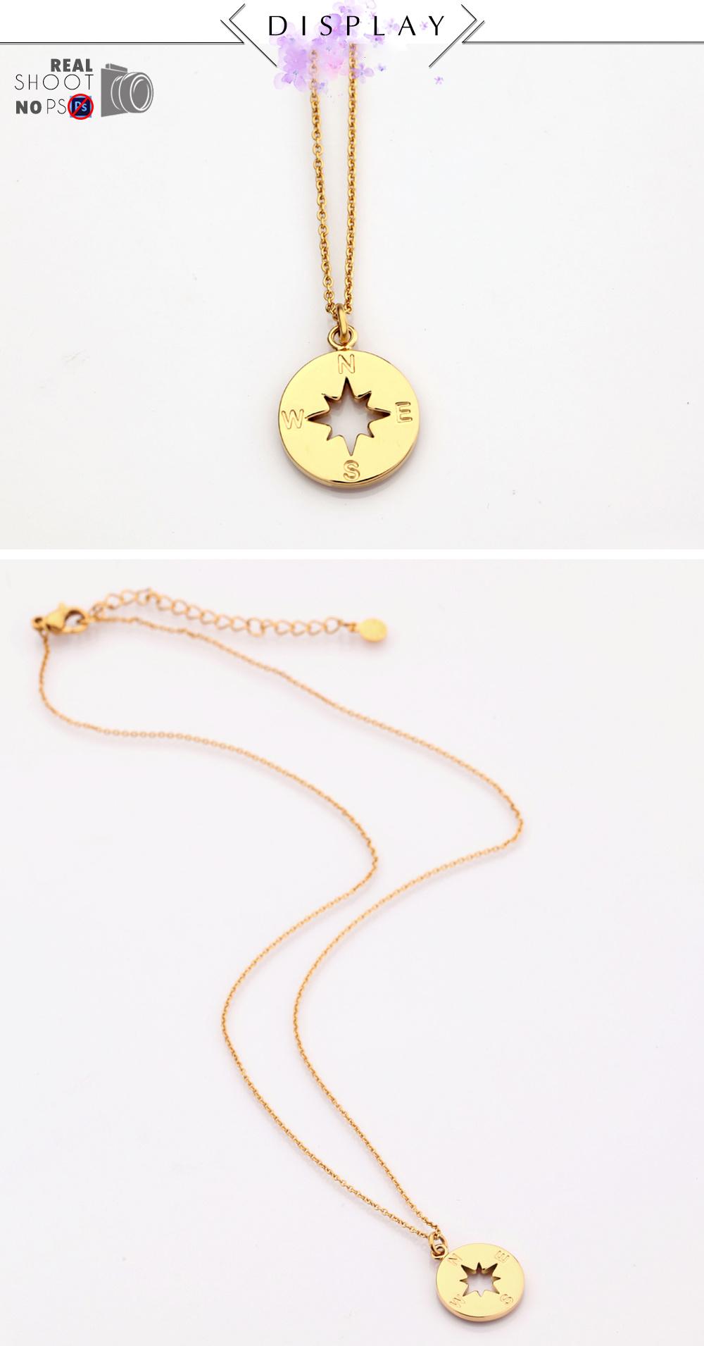 Fashion Jewelry Stainless Steel Hollow out Compass Necklace