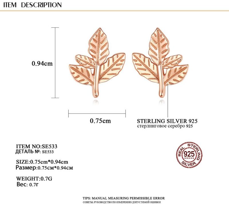 Cute Leaves Shape Mixed Gold Plated Tiny Stud Earrings
