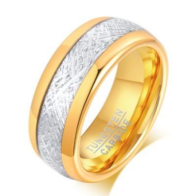 Wholesale Tungsten Steel Embossed Ring Gold Men&prime; S 8mm Ring Fashion Metal Jewelry