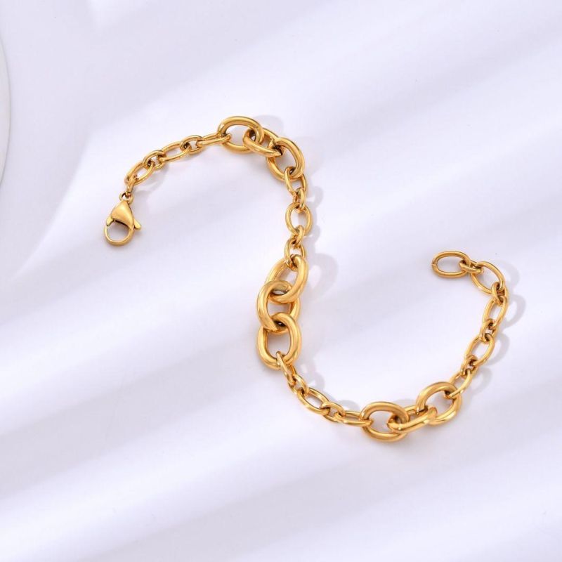Fashion 316L Stainless Steel Not Allergic Vintage Thick Gold Color Bracelet for Women