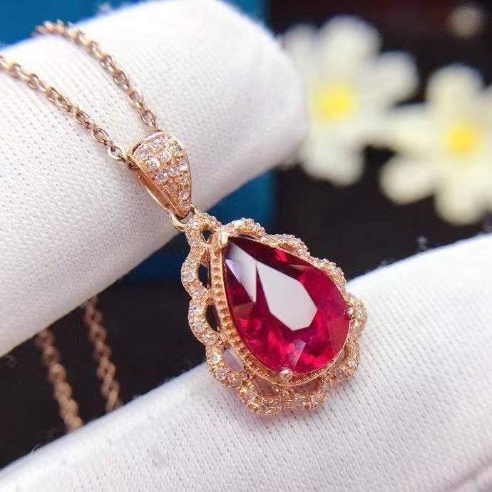 Natural Rubellite Pendant with Certification Fashion Jewelry South Africa Diamond