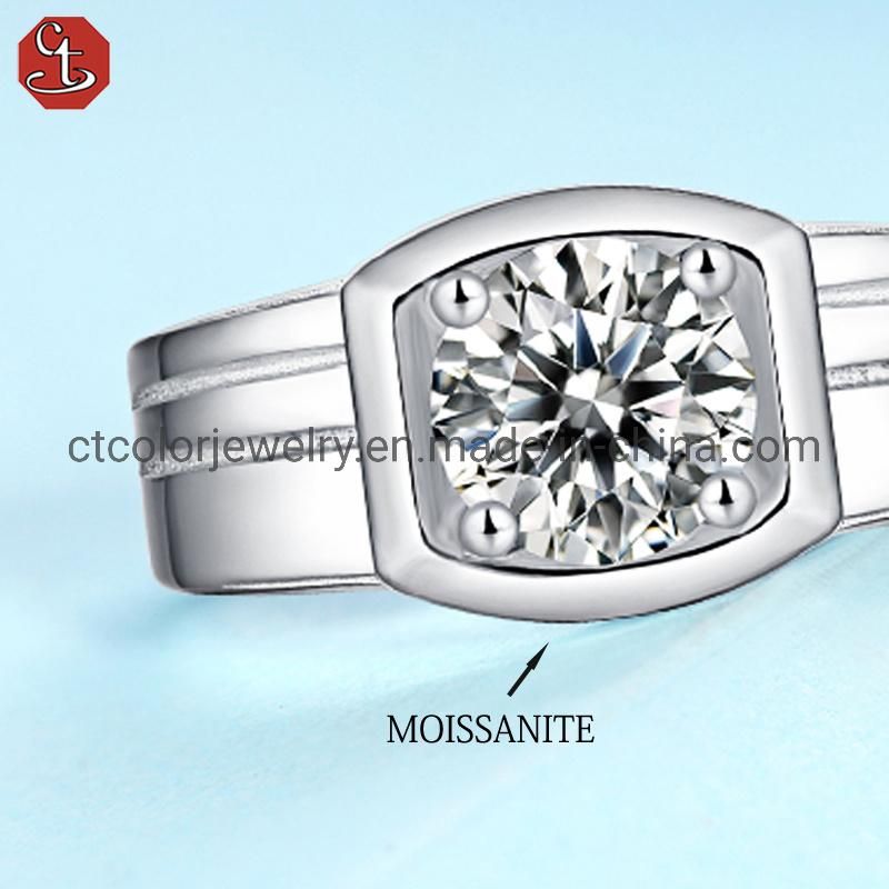 Men′s Wedding diamond ring Moissanite silver Fashion jewellry simple man ring
