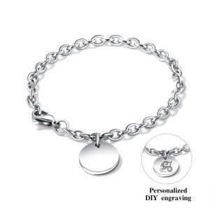 Fashion &#160; Custom Logo Adjustable Stainless Steel Round Pendant Couple Bracelet