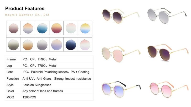 latest Women Classical Frame Metal Sunglasses