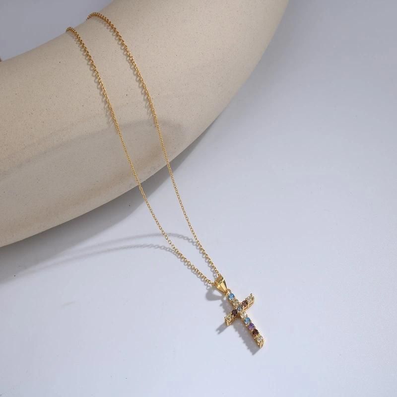 Jesus Cross Light Luxury Simple S925 Jewelry Gold Plated  Clavicle Chain