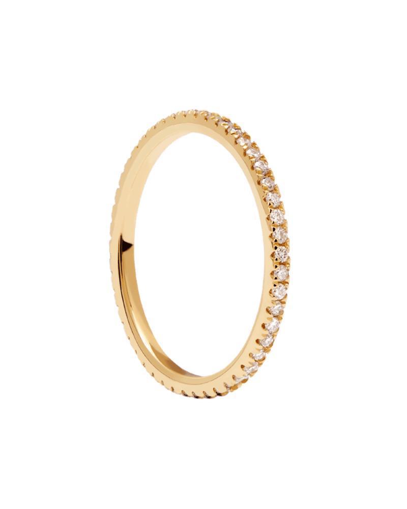 Custom Brass Alloy with Crystal Diamonds Ring and in 18K Gold Plated Eternity Ring Women Jewelry