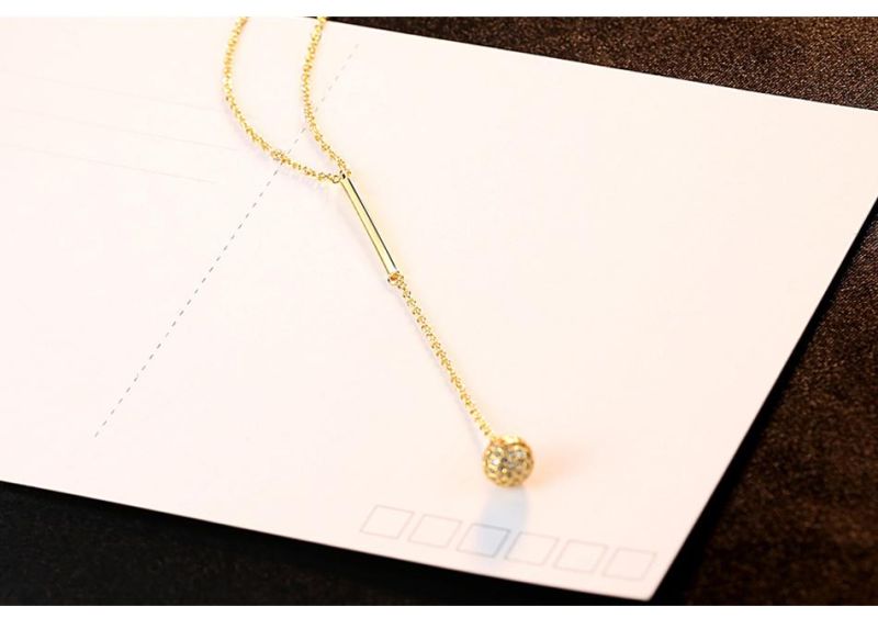 Jewelry Female Gold Plated Ball Zircon Pendant Necklace