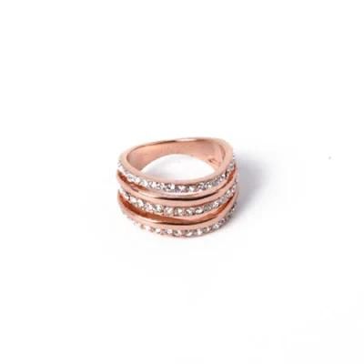 Sample Available Fashion Jewelry Rose Gold Ring with Rhinestone