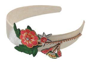 Women Handmade Embroidery Floral Headbands Crystal Rhinestone Hair Accessories