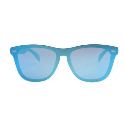 2019 Fashionable Once Piece Ice Blue Mirror Sunglasses