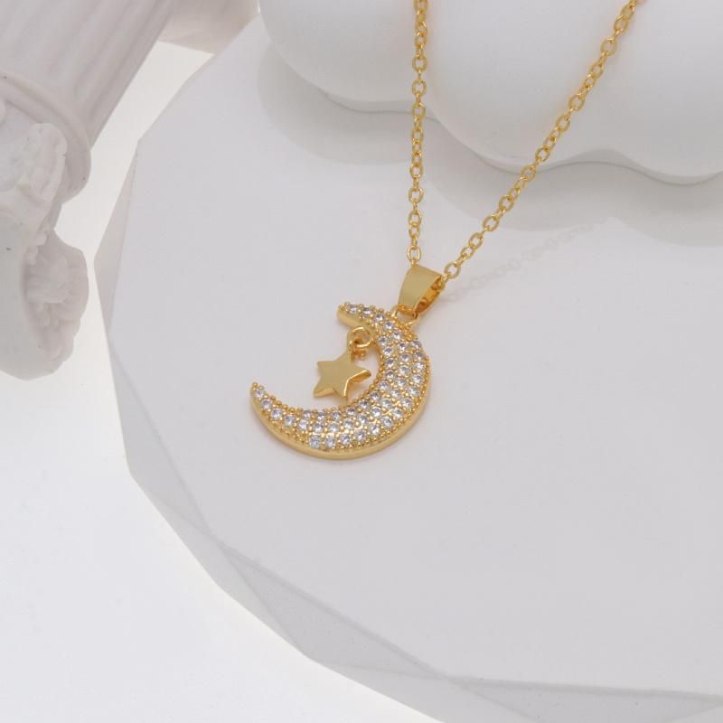 New Design Women′s Necklace Zircon Gold Plated Necklace