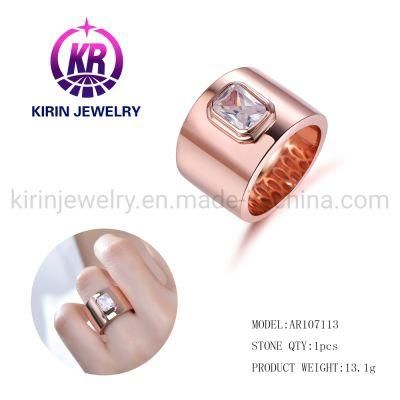 Anillo De Customize Rose Gold Ring Womens Big Size Big Rings for Women Lady Gold Plated Women Bands Zircon Ring