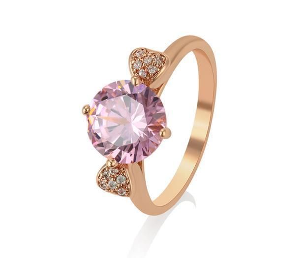 Jewelry Elegant Classic Design Rose Gold Environ-Friendly Copper Ladies Synthetic CZ Ring