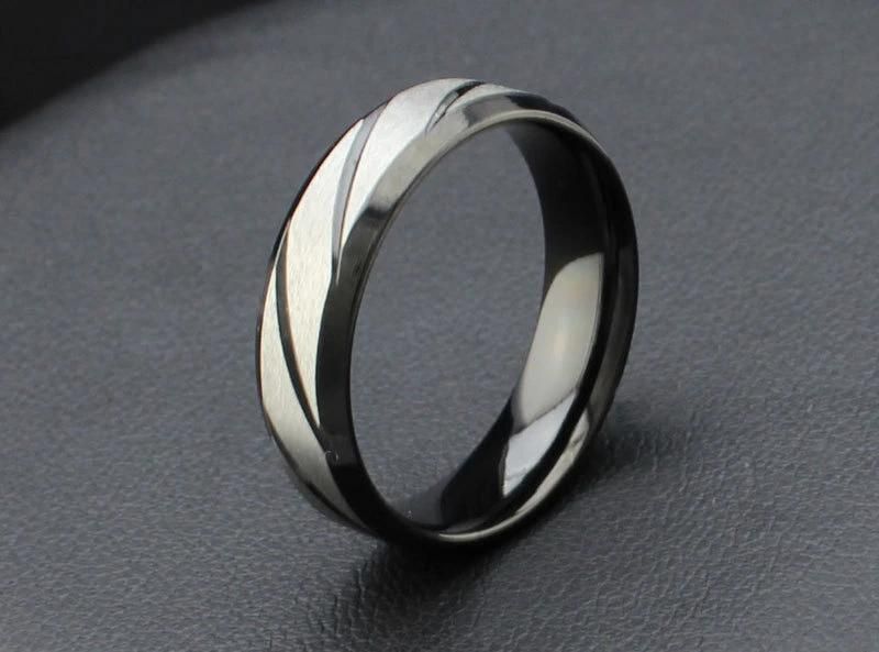 Silver Jewelry Crack Women Vintage Simple Black Ring for Men