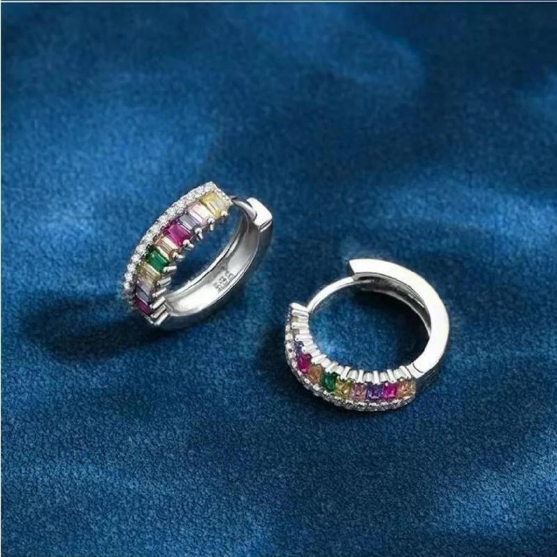 Europe and America Cross-Border 2022 Summer New Design Color Zircon Earrings 925 Sterling Silver Earrings