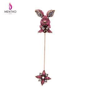 New Fashion Retro Inlaid Crystal Cute Rabbit Little Animal Long Alloy Women&prime;s Brooch