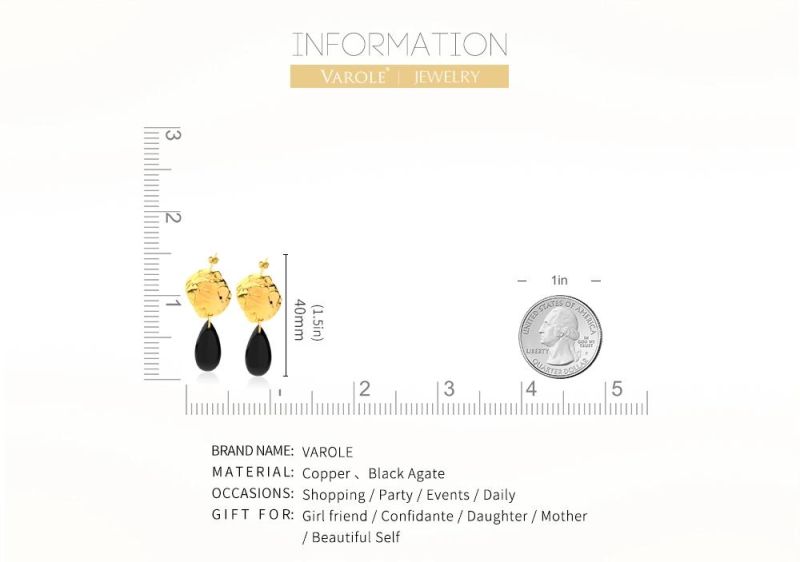 Exquisite Polishing Effect Black Agate Design Earrings