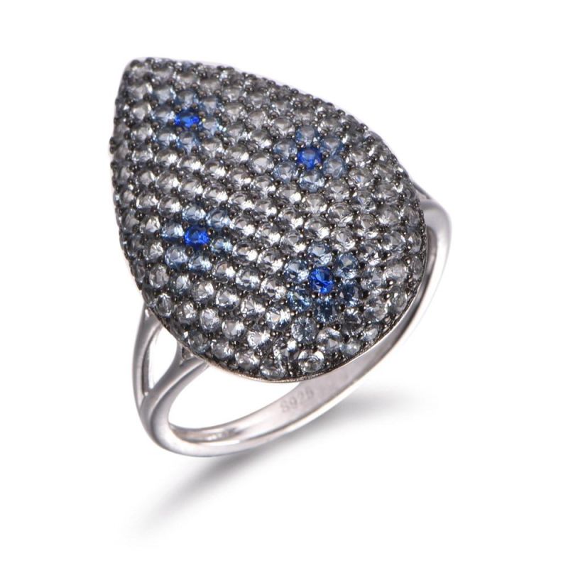 925 Sterling Silver with Fancy CZ Teardrop Ring