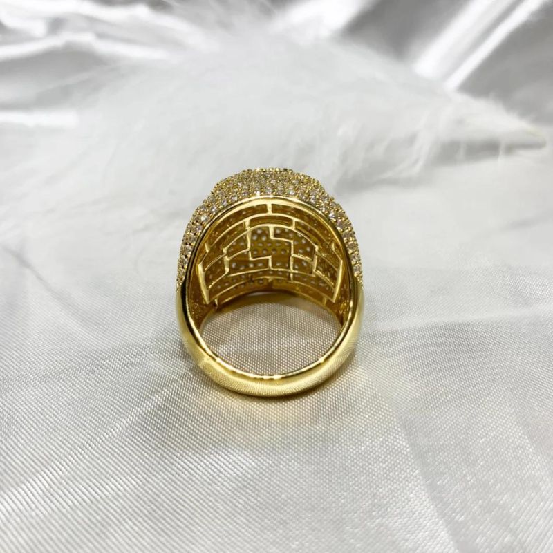 2022 Hip Hop Jewelry K Gold/925 Silver Gift Ring