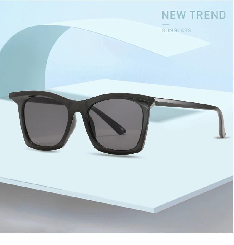 Sunglasses Retro Literary Sunglasses Bright Black Plain Face Fashion Wear Sunglasses