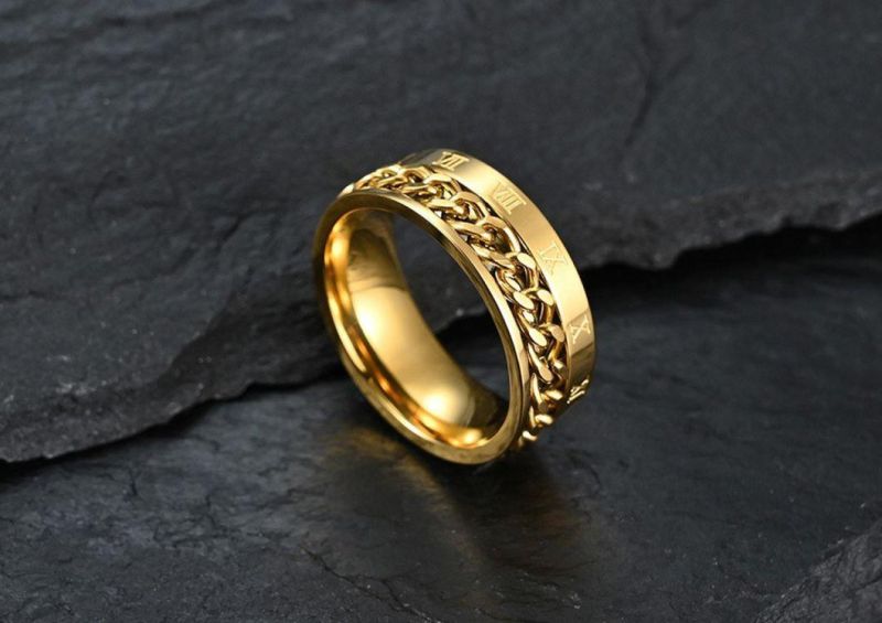 Fashion Ring Release Stress Spinner Ring The Beer Bottle Artifact Roman Numeral Rotatable Chain Ring