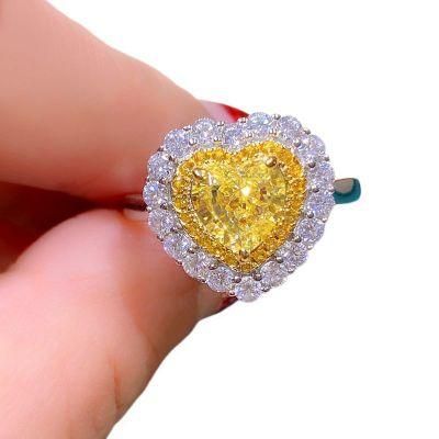 Wholesales Jewelry 925 Sterling Silver Wedding Engagement Created High Carbon Diamond Citrine Ring