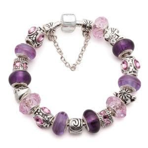 Mother&prime;s Day Gifts Fashion European Silver Purple Fit European Beads Bracelet Jewelry Jewellery