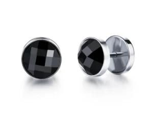 Big Earrings for Men Black Crystal Earrings Stainless Steel AAA Zirconia Stud Earrings Men Ear Jewelry Wholesale