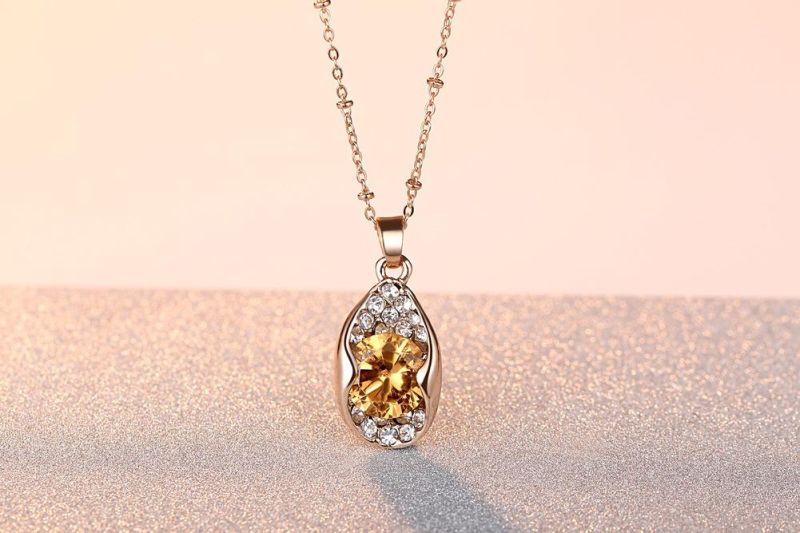 Retro Plating Rose Gold Large Zircon Necklace