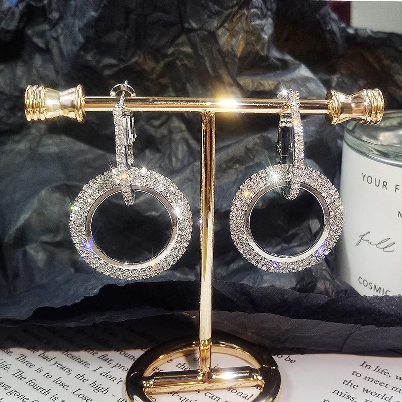 Fashion Wedding Crystal Party Silver Drop Earrings Women Jewelry