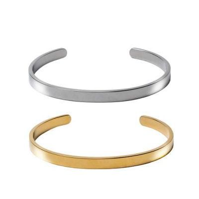 Simple Fashion Jewelry Custom Stainless Steel Fine Jewellery Blank Bangle C Cuff for Gift Design