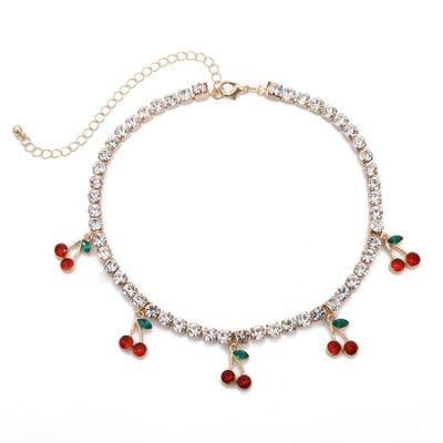 Wholesale Jewelry Fashion Simple Cherry Pendant Choker Necklace for Women