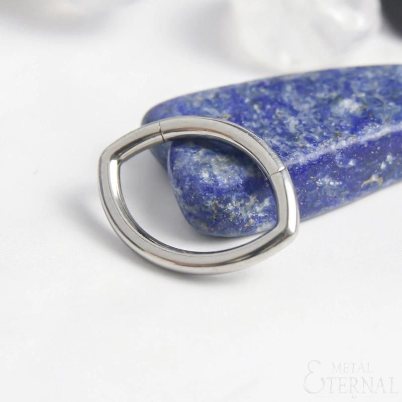 Eternal Metal ASTM F136 Titanium Horse Eye Shaped Hinged Segment Hoop Rings Jewelry Piercing