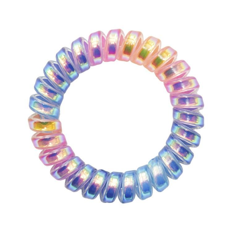 Traceless Colorful Ponytail Holder Telephone Wire Coil Hair Tie for Women