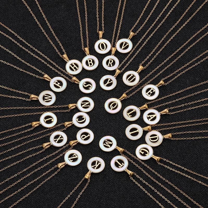 Manufacturer Stainless Steel Jewelry Custom High Quality Non Fade Fashion jewellery Coin 18K Gold Plated Letter Necklace Wholesale