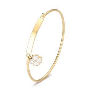 Fashion Women Jewelry Four Leaf Clover Pendant Stainless Steel Bar Clsap Braceglet