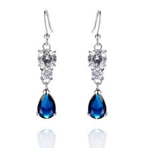 Brand New Fashion Jewellry Accessory Swiss Blue Sapphire Hook Earring