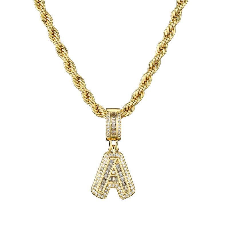 Fashion Hip Hop Copper Brass Gpld Plating Zircon Necklace