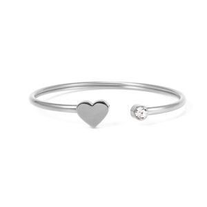 Fashion Women Jewelry Heart Zircon &#160; stainless Steel Cuff Bracelet &#160;