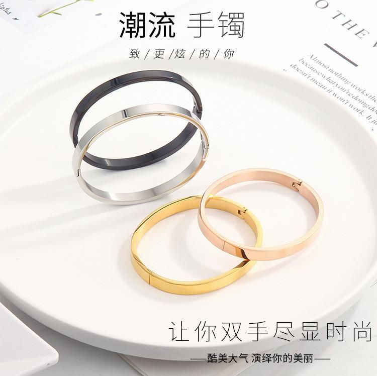 Women Jewelry Flat Bangle Custom Adjustable 18K Gold Bracelets
