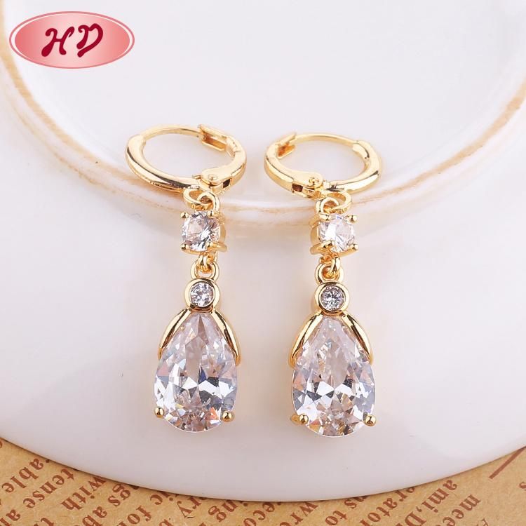 18K 14K Gold Color Fashion Heart-Shaped Drop Earring for Women Jewelry