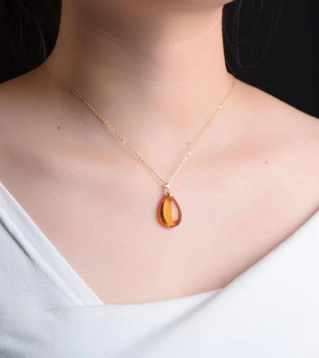 18K Gold Citrine Pendant China Donghai Crystal