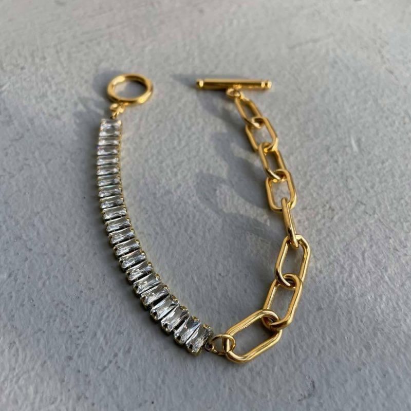 Factory Customized Fashion Jewelry Ins Fashion Simple and Versatile Cool Style Exaggerated Ot Loose Buckle Design Chain Stainless Steel 18K Bracelet Jewelry