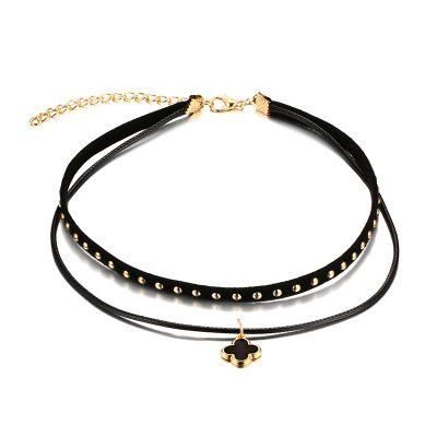 Small Black Enamel Cross Charm Cool Style Custom Fashion Choker for Lady