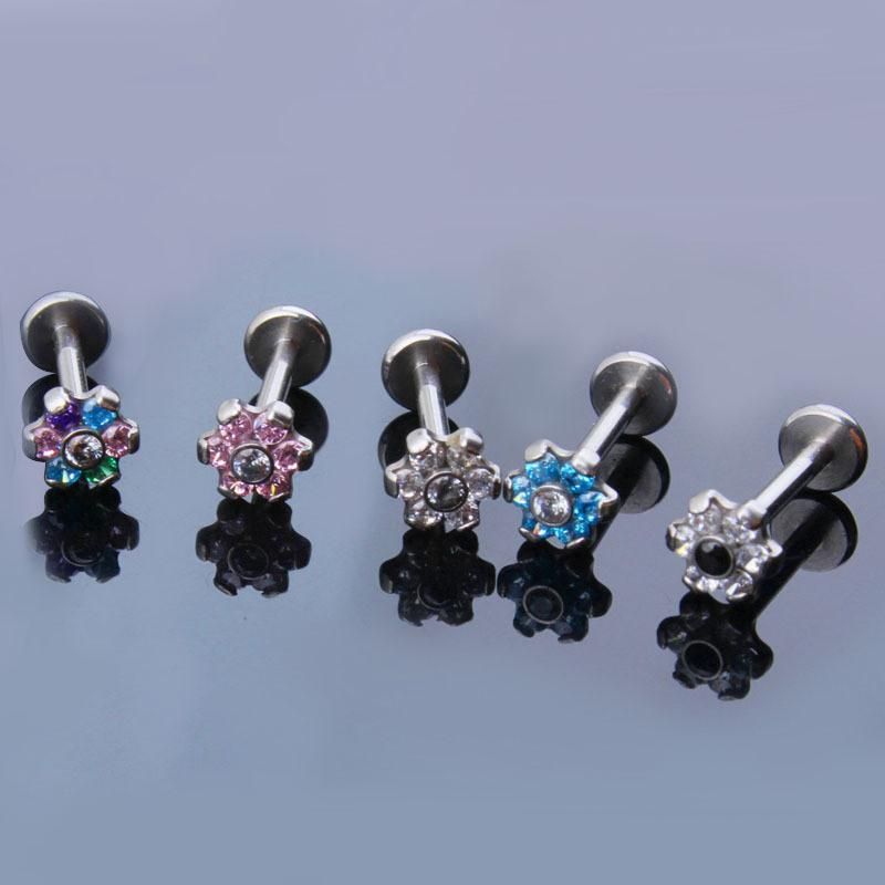316L Surgical Steel Flower Internally Threaded Labret Body Piercing