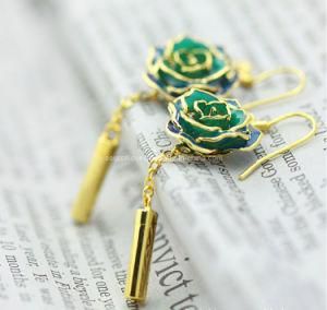 Fashion Earrings Jewelry-24k Gold Rose Earring (EH061)